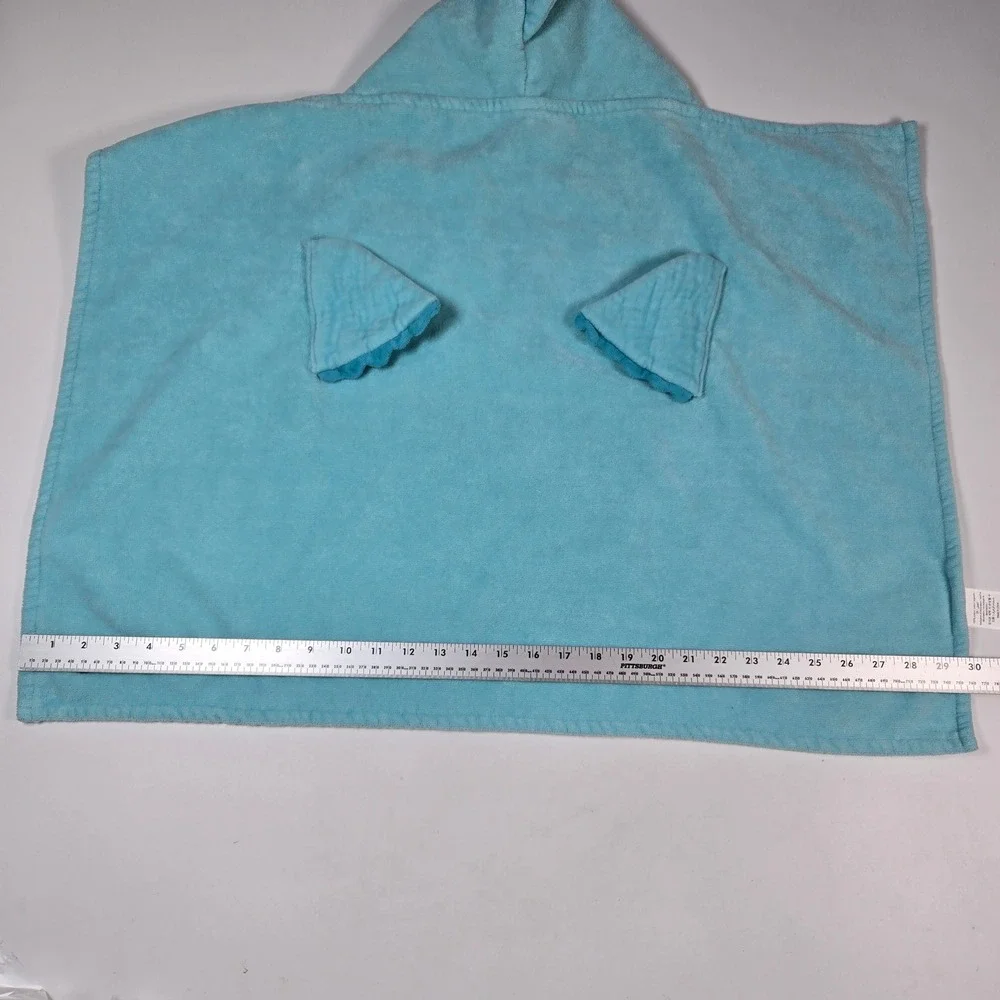 Pottery Barn Kids Hooded Towel Blue‎ Fish Character Beach Bath Pool Plush Animal
